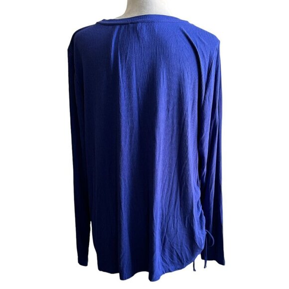 Eloquii Purple Top Round Neck Long Sleeves Side Ruching Women's PLUS Sz 22/24 - Picture 9 of 9